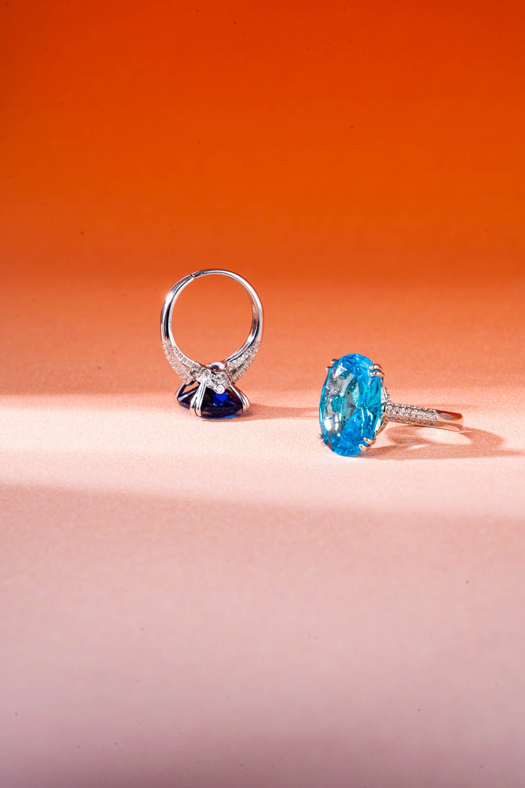 A topaz blue adjustable ring with diamonds, a perfect gift for her and a women's promise ring