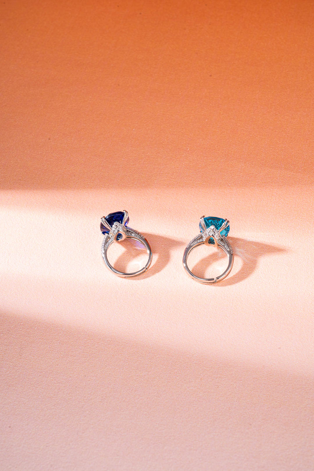 A topaz blue adjustable ring with diamonds, a perfect gift for her and a women's promise ring