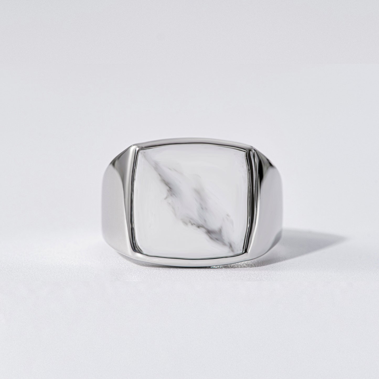 Square Marble Signet Ring