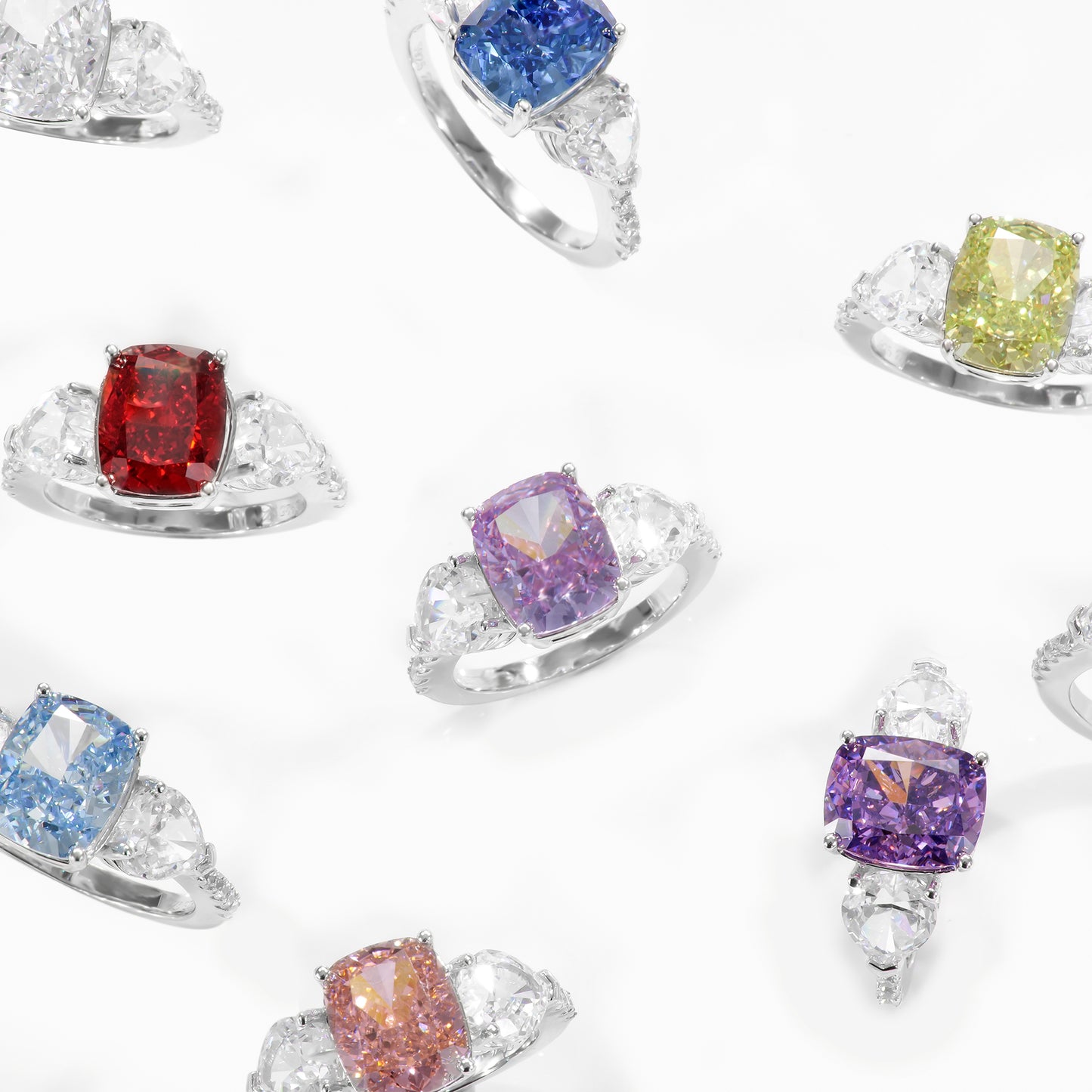 Baguette cushion cut birthstone ring