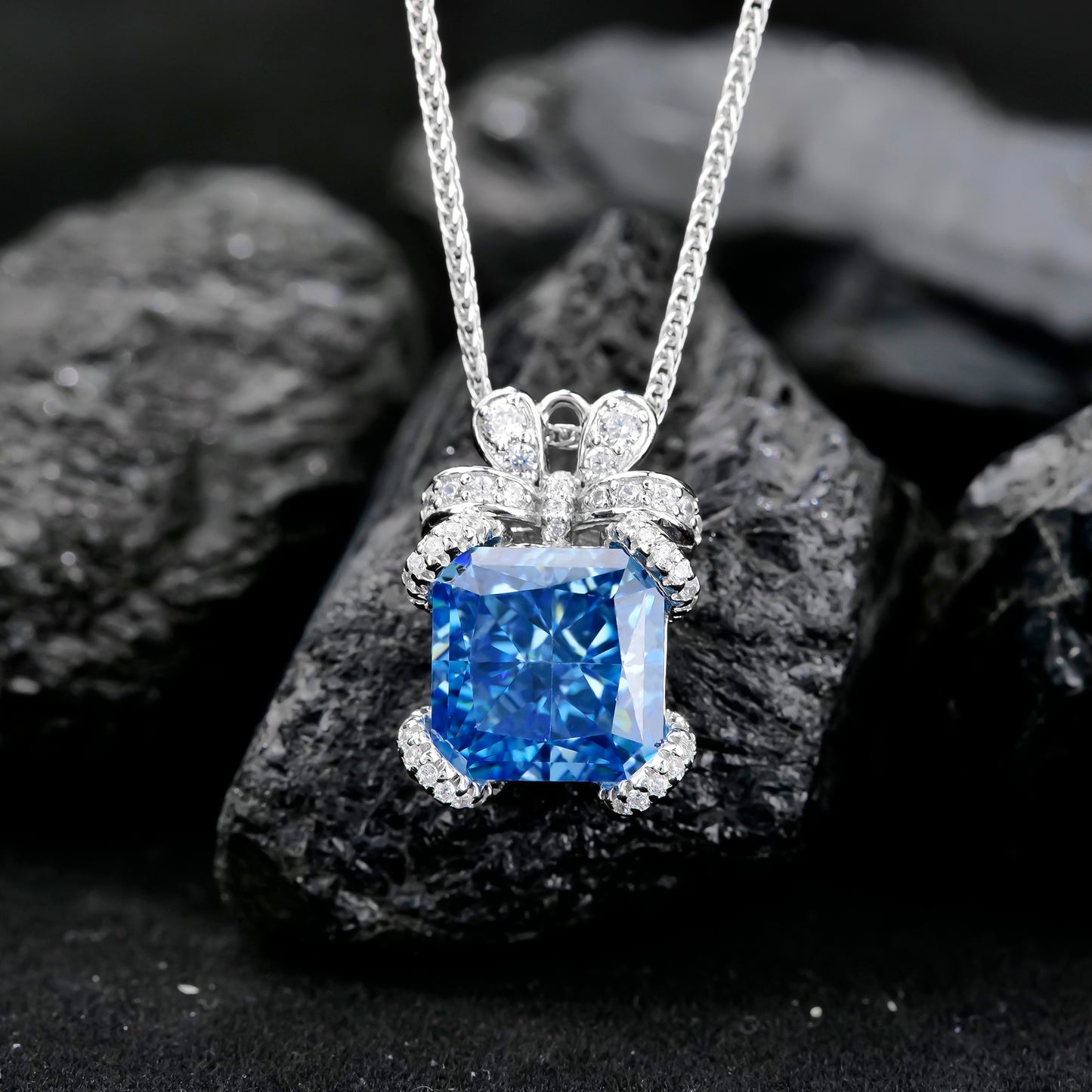 Ribbon Bow Birthstone Pendant Necklace