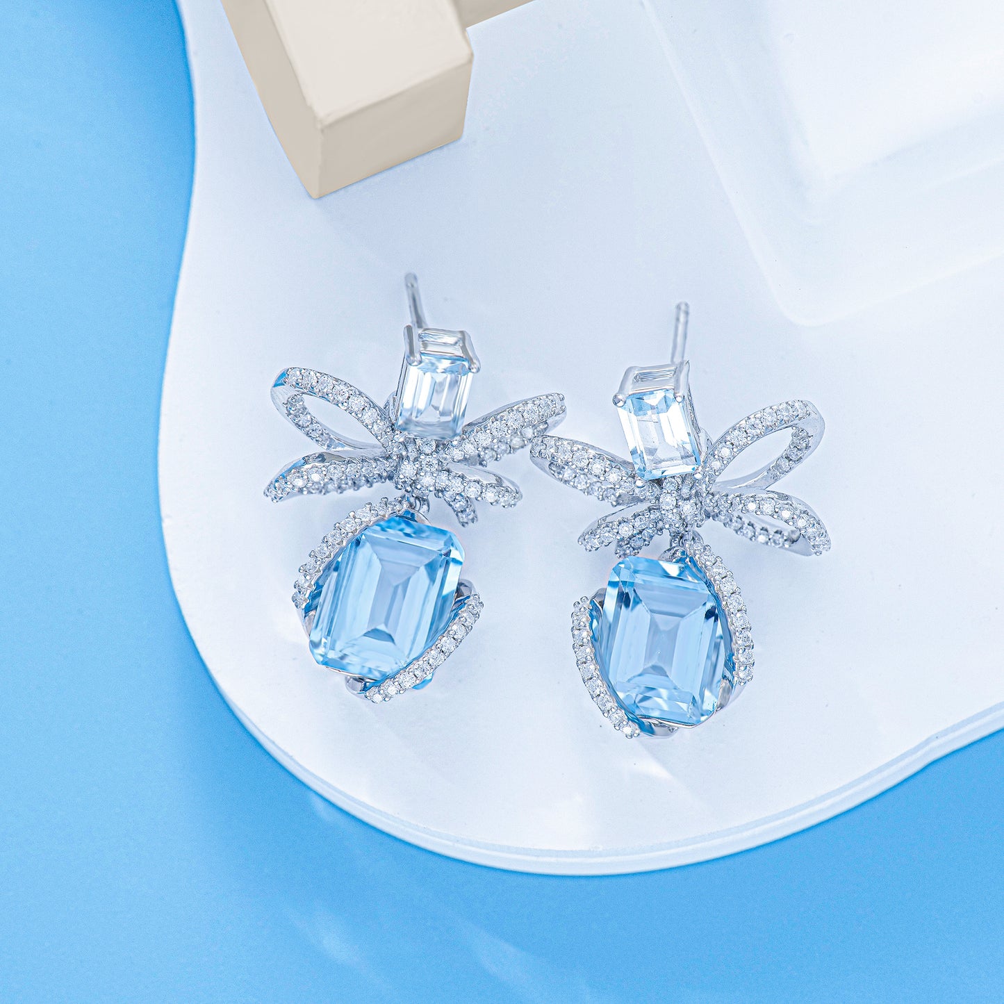 Aquamarine Blue Topaz Earrings --Wrapped Blue