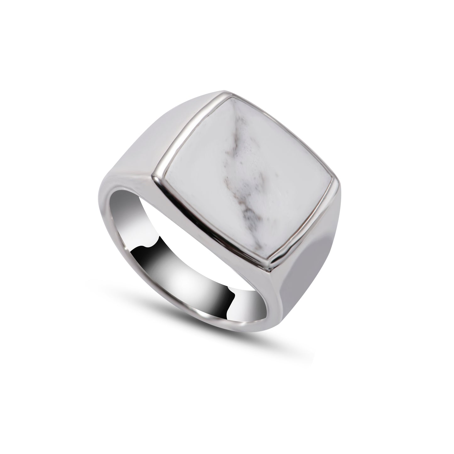 Square Marble Signet Ring