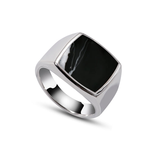 Square Marble Signet Ring