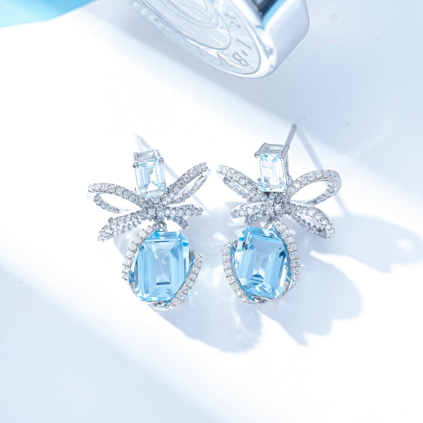 Aquamarine Blue Topaz Earrings --Wrapped Blue