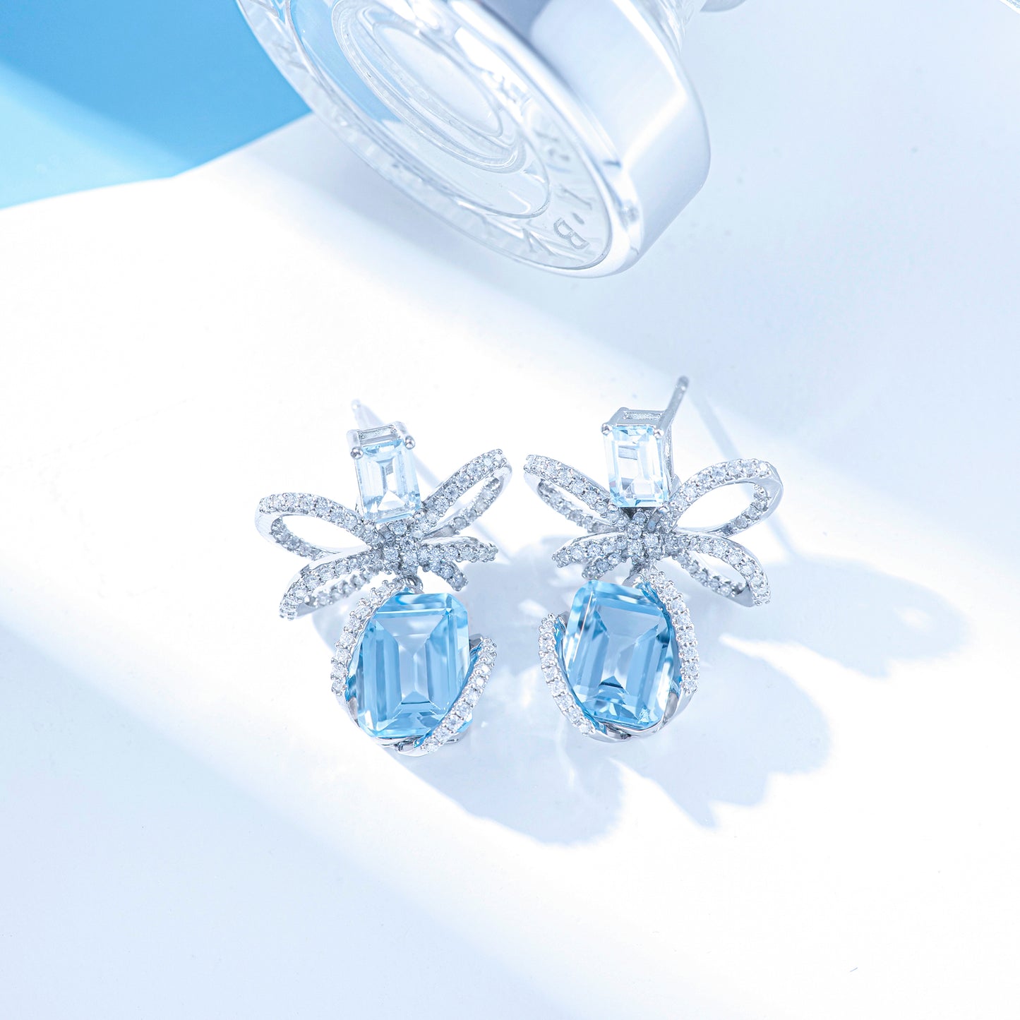 Aquamarine Blue Topaz Earrings --Wrapped Blue