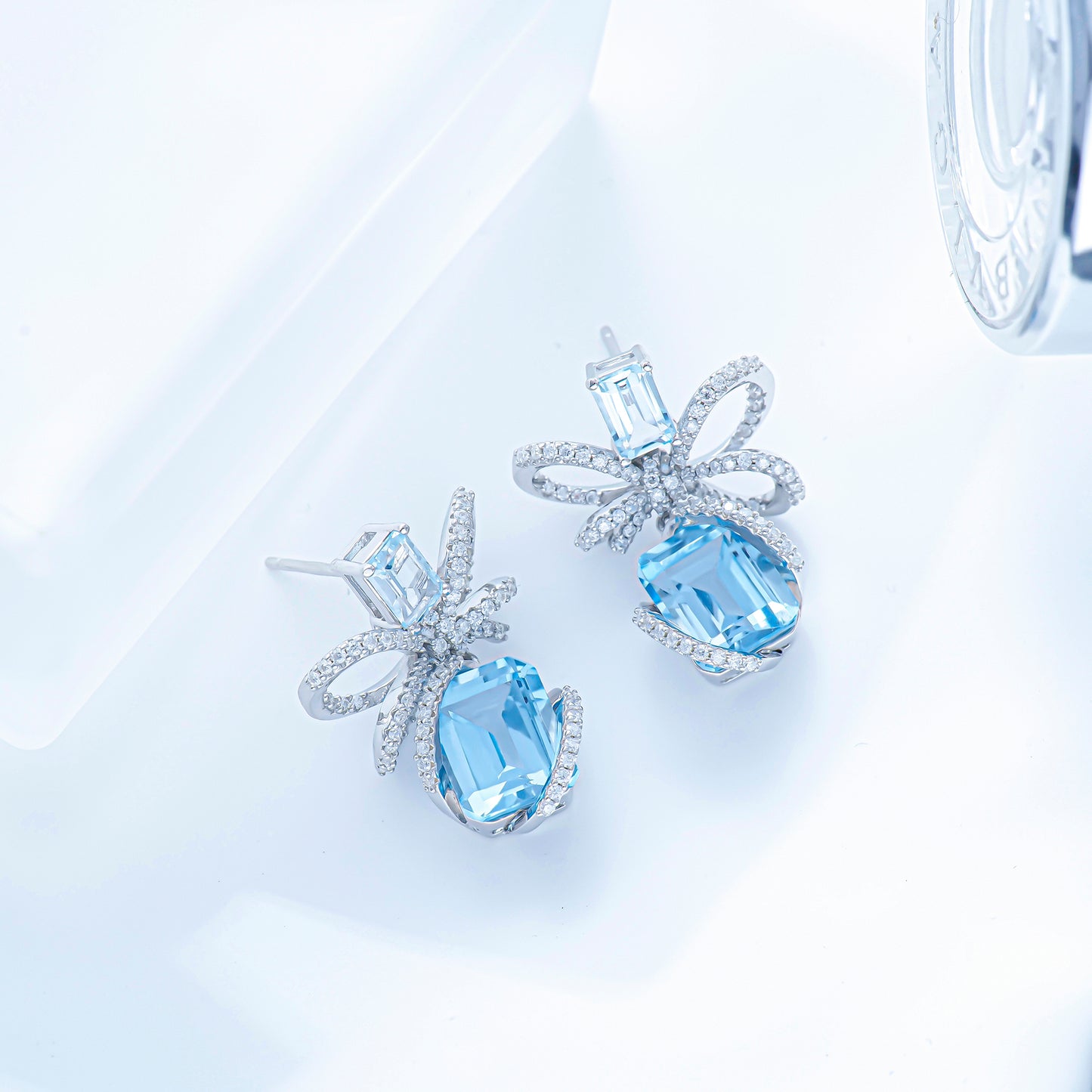 Aquamarine Blue Topaz Earrings --Wrapped Blue